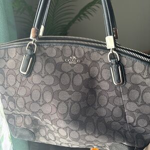 Dark gray and black 9x10 vintage canvas bag